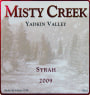 Misty Creek Wines Syrah 2009  Front Label