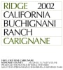 Ridge Buchignani Ranch Carignane 2002  Front Label