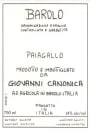 Canonica Giovanni Azienda Agricola Barolo Paiagallo 2014 Front Label