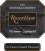 Rosenblum Cellars St Peter's Church Vineyard Reserve Zinfandel 2007  Front Label
