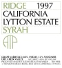 Ridge Lytton Estate Syrah 1997  Front Label