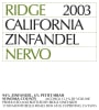 Ridge Nervo Zinfandel 2003  Front Label