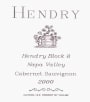 Hendry Napa Valley Block 8 Cabernet Sauvignon 2000  Front Label