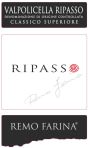 Remo Farina Valpolicella Classico Superiore Ripasso 2012  Front Label