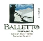 Balletto Winery Zinfandel 2008  Front Label