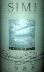 Simi Reserve Cabernet Sauvignon (1.5 Liter Magnum) 1988 Front Label