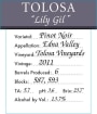 Tolosa Winery Lily Gil Pinot Noir 2011  Front Label
