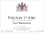 Domaine Yvon Clerget Volnay Les Santenots Premier Cru 2017  Front Label