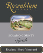 Rosenblum Cellars England Shaw Vineyard Syrah 2007 Front Label