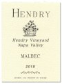 Hendry Malbec 2018  Front Label