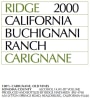 Ridge Buchignani Ranch Carignane 2000  Front Label