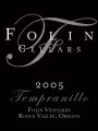 Folin Cellars Tempranillo 2005  Front Label