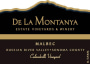 De La Montanya Winery Calandrelli Vineyard Malbec 2015 Front Label