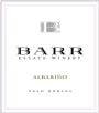 Barr Estate Winery Albarino 2012  Front Label