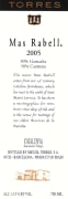 Torres Mas Rabell Tinto 2005  Front Label