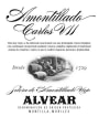 Alvear Carlos VII Amontillado  Front Label