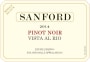 Sanford Vista Al Rio Pinot Noir 2014  Front Label
