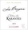 Chateau des Karantes La Clape Bergerie 2014  Front Label