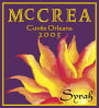 McCrea Cuvee Orleans Syrah 2005 Front Label