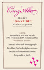 Cruz Alta Reserve Malbec 2015  Front Label