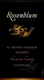 Rosenblum Cellars St Peter's Church Vineyard Reserve Zinfandel 2008  Front Label