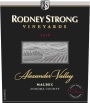 Rodney Strong Alexander Valley Malbec 2016  Front Label