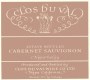 Clos du Val Napa Valley Cabernet Sauvignon 1987  Front Label