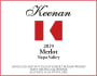 Keenan Napa Valley Merlot (375ML half-bottle) 2019  Front Label