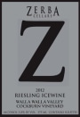 Zerba Cellars Ice Riesling 2012  Front Label