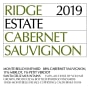 Ridge Estate Cabernet Sauvignon (375ML half-bottle) 2019  Front Label