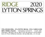Ridge Lytton Springs Red Blend (375ML half-bottle) 2020  Front Label
