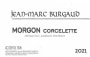 Jean-Marc Burgaud Morgon Corcelette 2021  Front Label