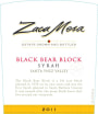 Zaca Mesa Black Bear Block Syrah 2010  Front Label