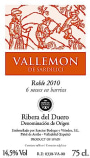 Sancius Ribera del Duero Roble  Vallemon de Sardilici Tempranillo 2010 Front Label
