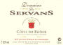 Domaine de Servans Cotes du Rhone 2016  Front Label