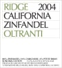 Ridge Oltranti Zinfandel 2004 Front Label