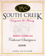 South Creek Winery Cabernet Sauvignon 2008 Front Label