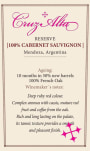 Cruz Alta Reserve Cabernet Sauvignon 2015  Front Label