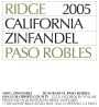 Ridge Paso Robles Zinfandel 2005  Front Label