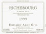 Domaine Anne Gros Richebourg Grand Cru 1999  Front Label