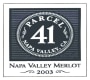 Nine North Wine Company Parcel 41 Merlot 2003 Front Label