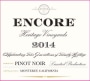Encore Heritage Vineyards Pinot Noir 2014 Front Label