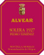 Alvear Pedro Ximenez Solera 1927  Front Label