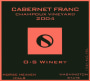 O.S Winery Champoux Vineyards Cabernet Franc 2004  Front Label