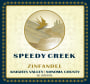 Speedy Creek Winery Zinfandel 2012  Front Label