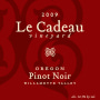 Le Cadeau Vineyard Red Label Pinot Noir 2009 Front Label