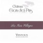 Chateaux La Croix des Pins Ventoux Les Trois Villages 2014  Front Label