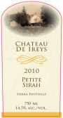 Irish Family Vineyards Chateau de Ireys Petite Sirah 2010  Front Label