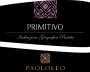 Cantine Paolo Leo Salento Primitivo 2016 Front Label