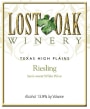 Lost Oak Winery Semi Sweet Riesling 2014  Front Label